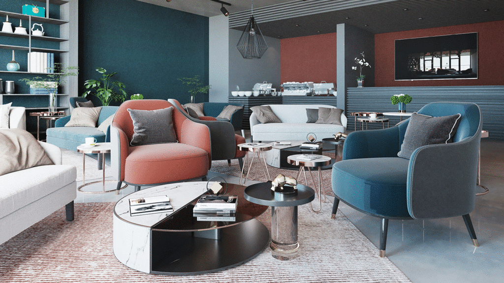 SKANDELLA-hotel-interior-design-contemporary-modern-earth-tones-breakfast-lounge-render-buffet-blue-tones