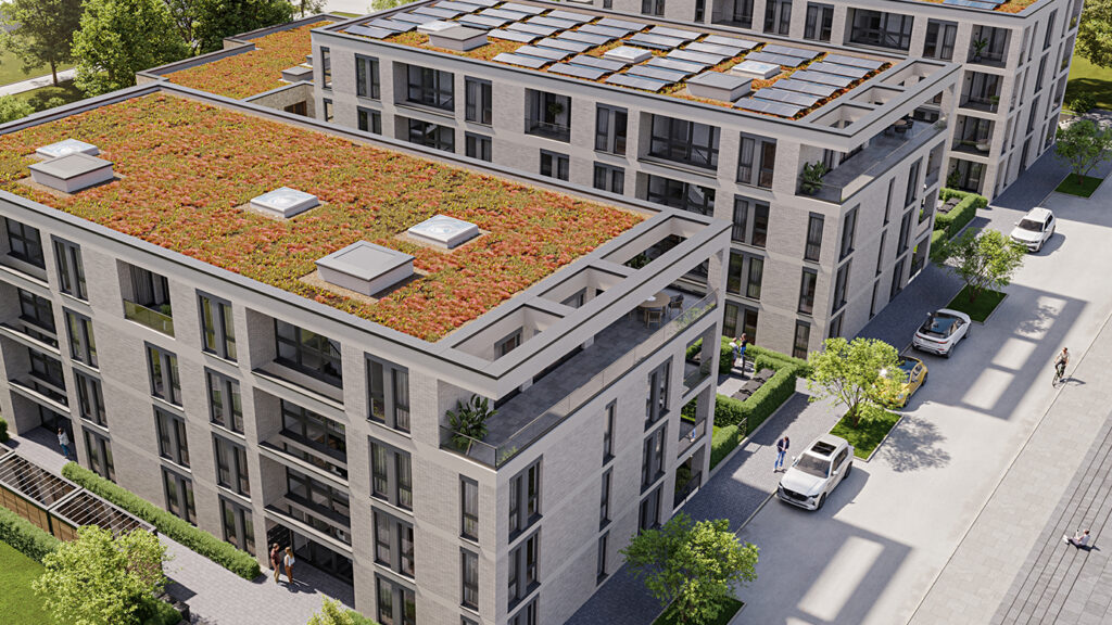 SKANDELLA-isotec-residential-building-new-quartier-luxury-living-street-prespective-greenery-open-spaces-three-buildings