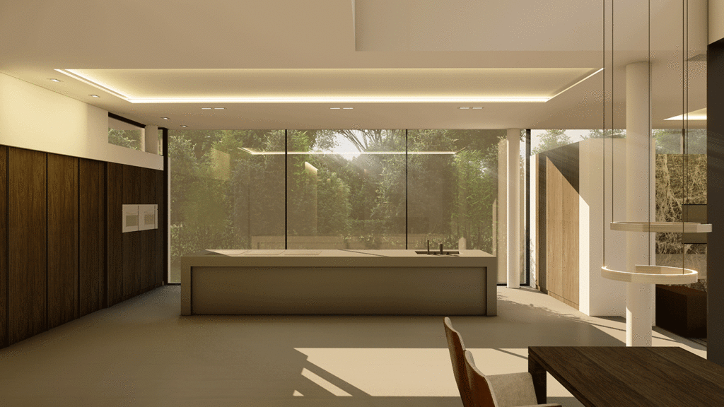 SKANDELLA-villa-cologne-II-kitchen-built-in-carpentry-terrasse-earth-tones-interior-shot