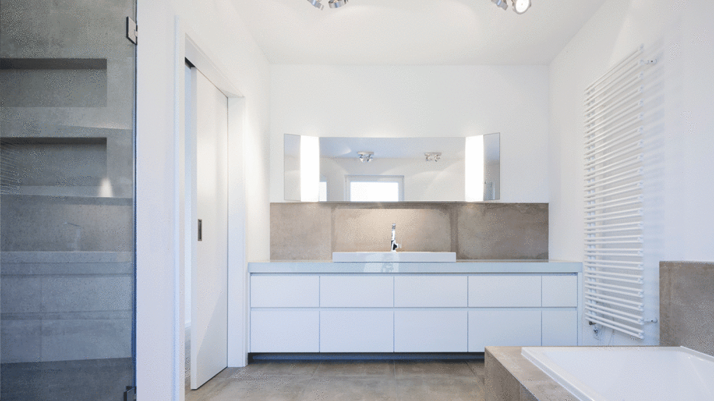 SKANDELLA-villa-roesrath-I-luxury-clear-lines-interior-grey-bathroom-sliding-door